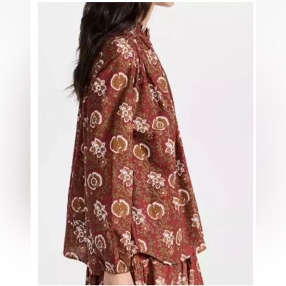 Millie Resort Francesca High Neck Button-up Blouse Size XS in Cinnabar, NEW $248 - Picture 3 of 6